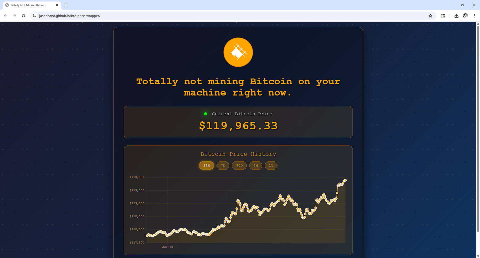 Screenshot of BTC Price Wrapper