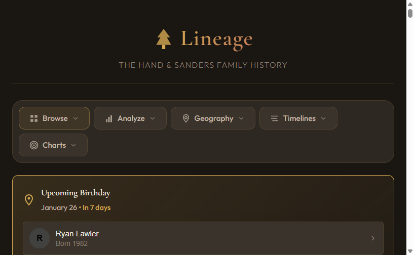 Screenshot of Family Tree Archive