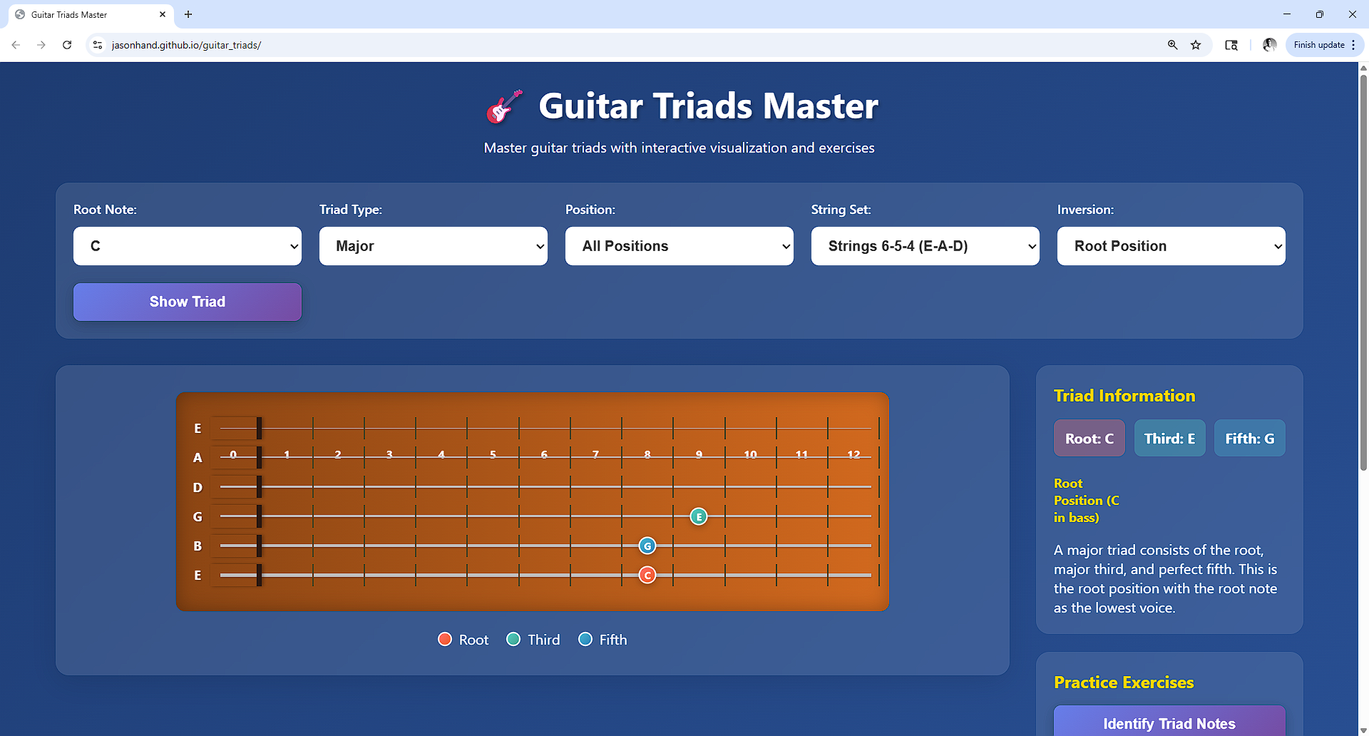 Screenshot of Guitar Triads Master