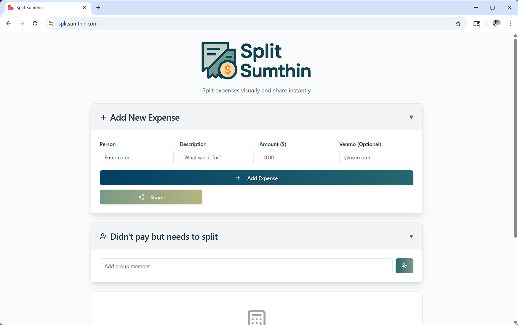 Screenshot of Split Sumthin
